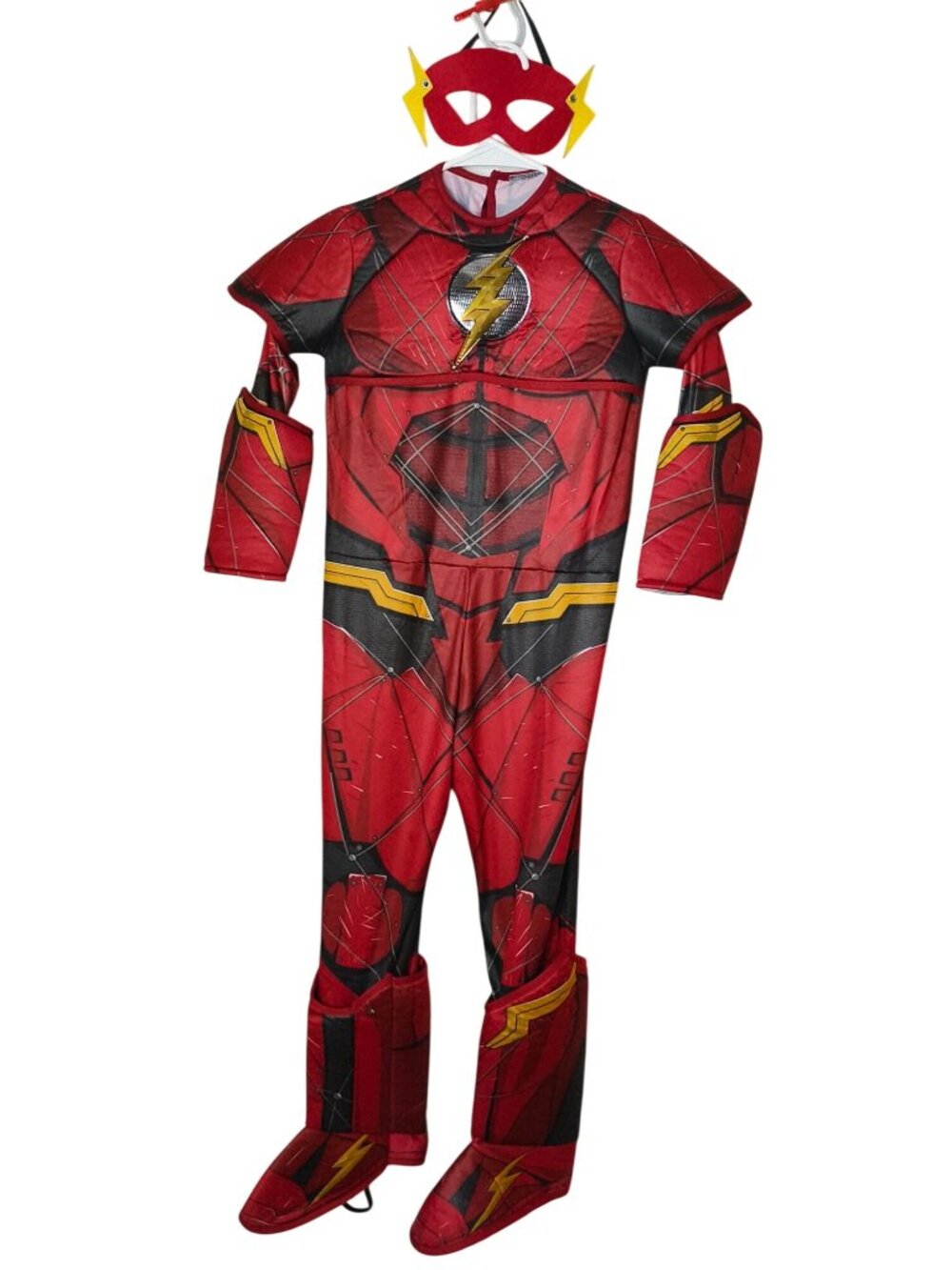 Flash Superhero Costume Deluxe M Muscle Chest Mask Boot Covers Halloween Justice